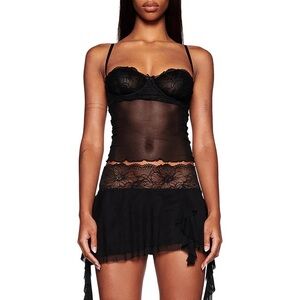 I.AM.GIA Black Chemise with Lace and Sheer Mesh